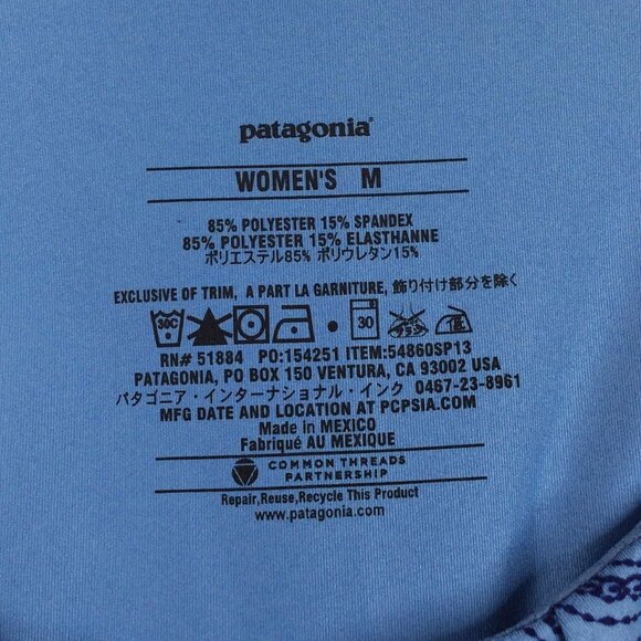 Patagonia Bandha Tank Top Womens Size Medium Blue Ruched Empire Scoop Neck - Picture 7 of 7